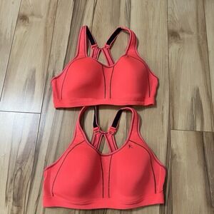 Danskin Now Lot Of 2 Extreme Women's 36C Sports Bras Molded Cup Hook & Loop Pink